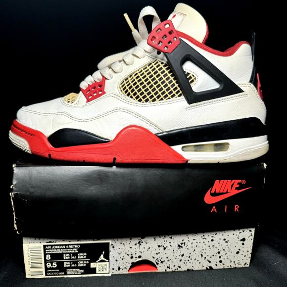 Size 8 - Nike Air Jordan 4 Retro OG Fire Red 2020 Men' Shoes - Picture 8 of 9
